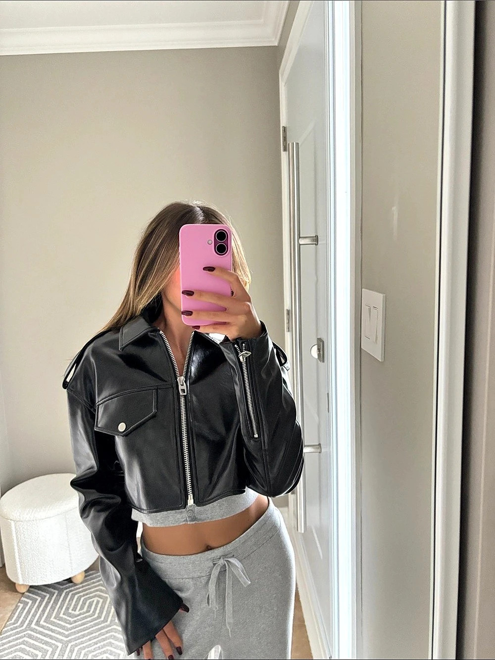 ZARA BlacK cropped leather jacket